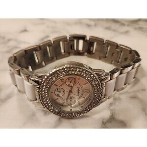 Stylish & Co. Women's Silver Stainless Steel Analog Watch With Rhinestones